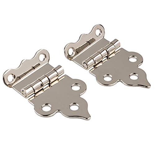 Nickel Plated Offset Boone or Sellers Cabinet Hinge | Pack of 2 | Hoosier Type Cabinet Reproduction Hardware | UA-205-HPN (1)