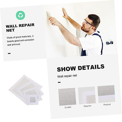 jojofuny 12pcs Mesh Wall Patches Dry Wall Patch Self-Adhesive Drywall Repair Kit Suitable for Home Repairing Supplies