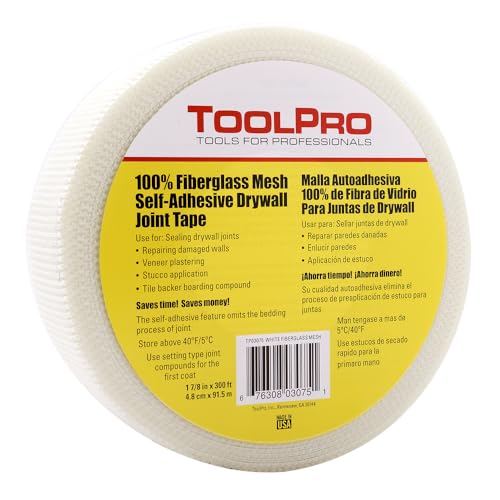 TOOLPRO Self- Adhesive Fiberglass Mesh Drywall Tape for Sealing Drywall Joints. (White, 1, Each) - color: White