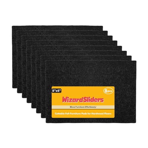 Felt Furniture Pads Self-Adhesive for Hardwood Floors, 8pcs 8" x 6" x 1/5" Cuttable Furniture Sliders Square Furniture Movers, Floor Protector Cut into Any Shape, Black - color: Black, size: 8pcs