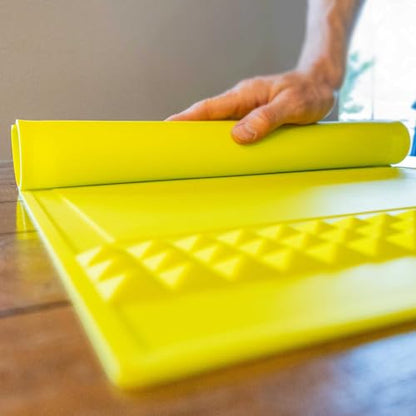 Mullet Workbench Duty Mat - Heat-Resistant Silicone Work Mat for Tool Hardware Organization | Non-Slip, Easy-to-Clean, Roll-Up Mat (23.5” x 15.5”) Hi-Vis Yellow