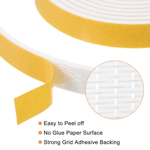 uxcell 1 Roll Foam Weather Stripping, 1/2" Wide X 1/8" Thick X 6.56 Ft Door Seal Strip Adhesive Foam Tape White Insulation Strip for Door Window - size: 1/2"x 1/8"x 6.56 Ft