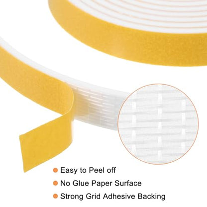 uxcell 1 Roll Foam Weather Stripping, 1/2" Wide X 1/16" Thick X 16.4 Ft Door Seal Strip Adhesive Foam Tape White Insulation Strip for Door Window - size: 1/2"x 1/16"x 16.4 Ft