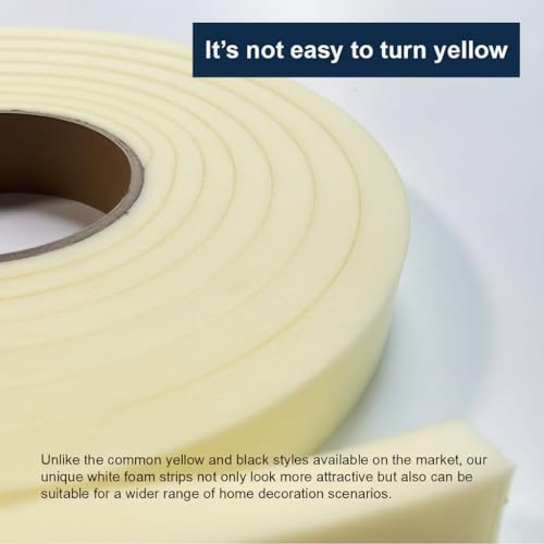 VelTherm Self-Adhesive Foam Weather Stripping for Doors & Windows - Seal Drafts, Noise, Dust & Light - Insulating Tape for AC Efficiency in Summer & Warmth in Winter - Easy Cut, 13Ft, Yellow