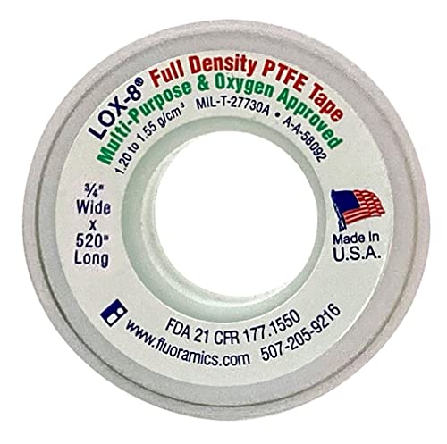 Fluoramics' LOX-8 Full Density PTFE Tape 3/4" Wide x 520" Length - size: 3/4" Wide x 520" Length