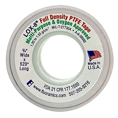 Fluoramics' LOX-8 Full Density PTFE Tape 3/4" Wide x 520" Length - size: 3/4" Wide x 520" Length