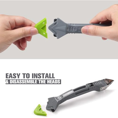 9 in 1caulk smoothingand Grouting Tool, silicone remover，Sealant Trimming and Removal Tool with Grout Squeegee for Bathrooms, Windows, Doors, Kitche - color: Green