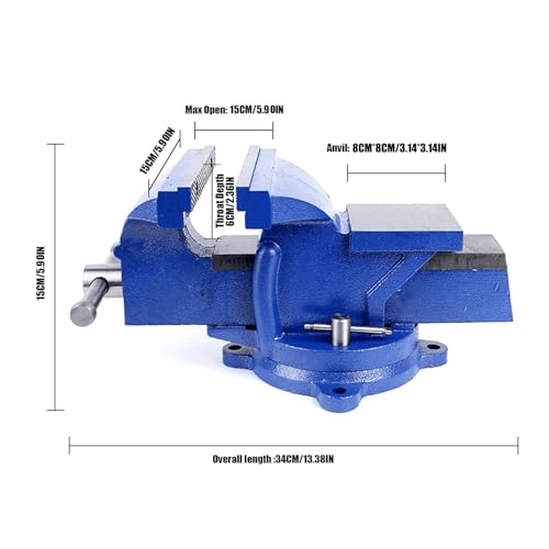 Bench Vise Heavy Duty, Table 6" Vise - Locking Base Clamp Cast Steel 360° Swivel Vice with Anvil, Table Clamp Pipe Lock Pliers Base Desktop for Woodworking Cutting Conduit Drilling, Sanding