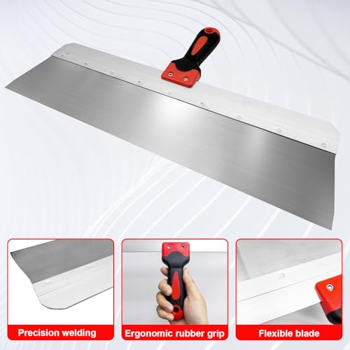 Drywall Knife 2pcs/Set, 18'' + 24'' Stainless Steel Drywall Putty Knives Hand Tool Kit for Drywall Joint Taping, Finishing & Patching - color: Black - D Set