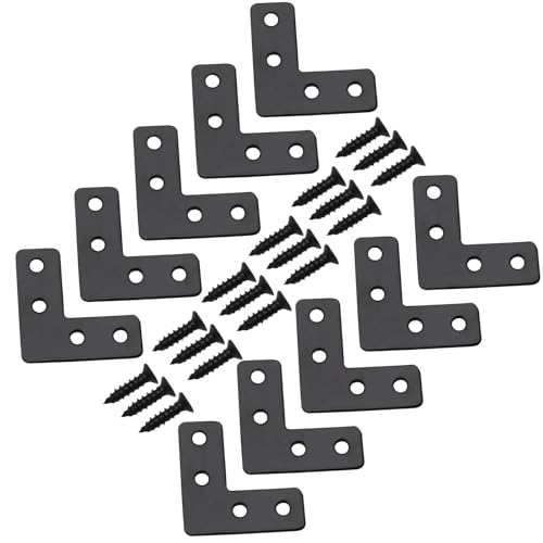 Hordion 20Pcs 1.6 x 1.6 Inch L Shape Bracket Flat Corner Brace (40 X 40mm), Right Angle Bracket Black Heavy Duty Repair Mending Plates for Wood Furniture Chair Drawer Cabinet - size: 1.6*1.6''/40*40mm, Silver