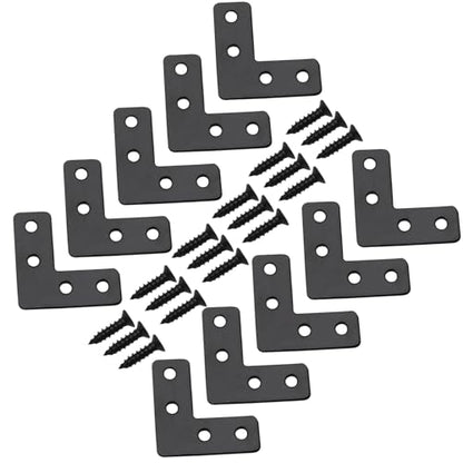 Hordion 20Pcs 1.6 x 1.6 Inch L Shape Bracket Flat Corner Brace (40 X 40mm), Right Angle Bracket Black Heavy Duty Repair Mending Plates for Wood Furniture Chair Drawer Cabinet - size: 1.6*1.6''/40*40mm, Silver