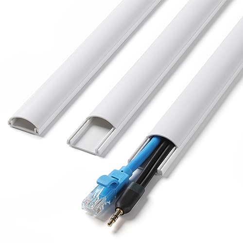 ZhiYo Cord Hider, Cable Hider for 1-2 Cords, Self-Adhesive Cord Covers for Wires on Wall, Wire Cover Wall Mount TV, Cable Raceway White, W1in x H0.45in - color: White, size: 1in W X 0.4in H X 39in L