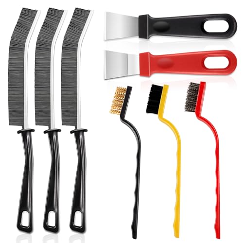 8Pcs Hard Bristle Crevice Cleaning Brush Set,Heavy Duty Grout Brush Kit, Deep Clean Brush for Stove, Window Track, Tile Gap Cleaning, Car Interior Gap Cleaning Tools