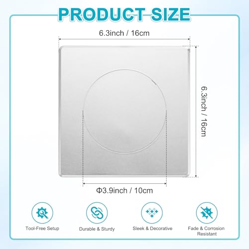 M METERXITY 1-Pack Access Panel for Drywall, 4x4 Inch Plastic Self Adhesive Wall Hole Cover Access Doors for Wiring Cable/Ceiling, Removable Plumbing Wall Panel [Silver Tone, Round] - color: Silver Tone