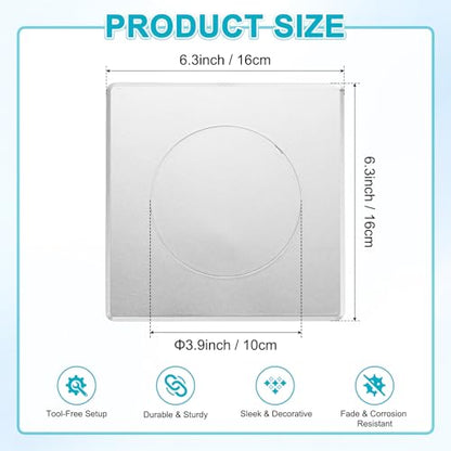 M METERXITY 1-Pack Access Panel for Drywall, 4x4 Inch Plastic Self Adhesive Wall Hole Cover Access Doors for Wiring Cable/Ceiling, Removable Plumbing Wall Panel [Silver Tone, Round] - color: Silver Tone