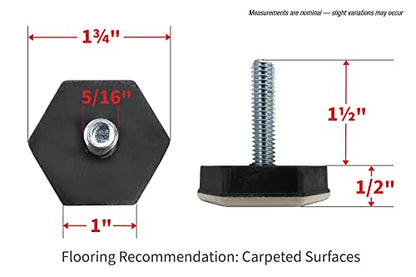 Shepherd SlideGlide 1-1/2" Hex-Base Protective Furniture Sliders with Threaded Stem, Screw-On Heavy-Duty Furniture Mover Pads for Carpet, Set of 4, Beige