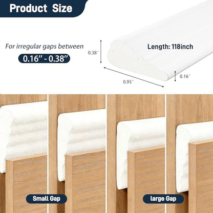 118” Wedge-Shape Window Weather Stripping Door Seal Strip, Self-Adhesive Soundproofing Frame Winter Insulation Foam Tape for Door Frame, Noise Drafts Blocker, Gap Filler, Draft Stopper, White