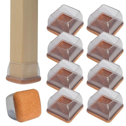 8 Pcs Extra Large Chair Leg Floor Protectors - Felt Furniture Pads for Hardwood Floors, Clear Silicone Chair Leg Covers Caps, Furniture Floor Protectors, Prevent Scratches and Noise(Fit 1.4"-1.8") - size: Large