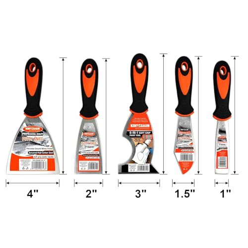 Putty Knife Set, 5 Pcs Paint Scraper (1" 1.5" 2" 3" 4"), Multi-use Scraper Tool, Spackle Knife for Drywall Repair, Wallpaper Removal, Paint Application, Applying Putty, Plaster - color: 5 Pack, Multi-size