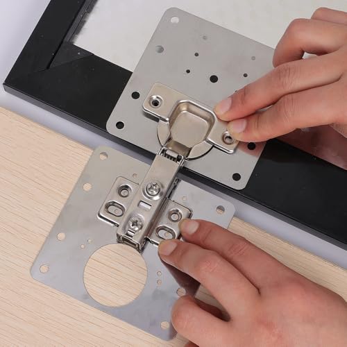 Stainless Steel Cabinet Hinge Repair Plate Kit Door Hinge Mounting Plate with Screws for Home Kitchen Cupboard Furniture (2set,2 Fixing Plates and 12 Screws) - color: 2set,2 fixing plates and 12 screws