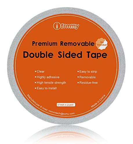 i frmmy Removable Clear Double Sided Sticky Tape - No Residue, 0.7 Inches x 13 Yards (3 Rolls) - size: 0.7 Inches x13 Yards (3 rolls)