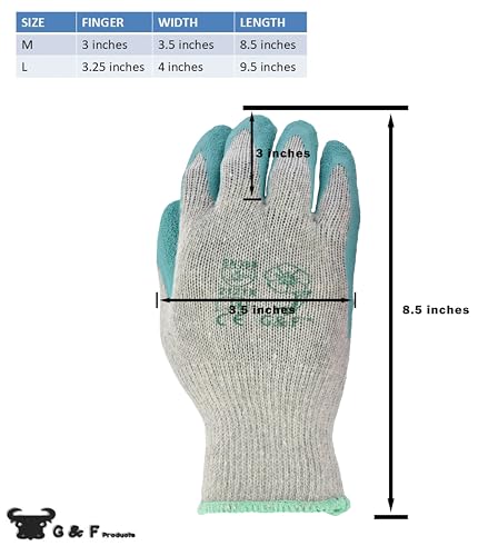 G & F Products Tools Work Gloves Garden Gloves - color: Rose Pink/Jade Green, size: Medium (Pack of 12)