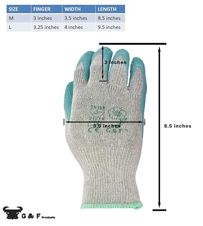 G & F Products Tools Work Gloves Garden Gloves - color: Rose Pink/Jade Green, size: Medium (Pack of 12)