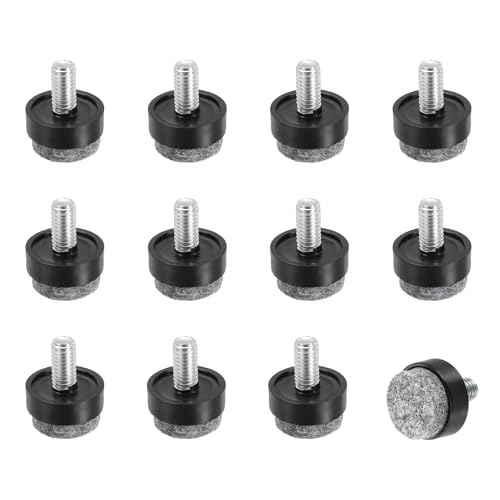 uxcell 12 Pcs Adjustable Furniture Leg Levelers, M6 x 0.8" x 0.5" Threaded Screw-in Leveling Feet Pad Floor Protector for Tables Cabinets Chairs Sofa Outdoor Furniture Feet, Black - size: M6 x 0.8" x 0.5"