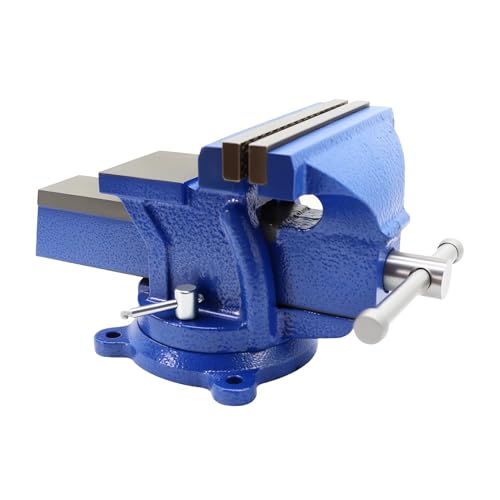 Nakkaa 6" Heavy Duty Bench Vise Cast Iron Vise with 360° Flexible Swivel Locking Base Home Work 6 Inch Swivel Bench Vice with Anvil - size: 6 Inch Bench Vise