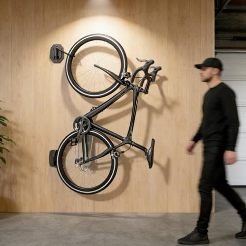 PEGZONE Swivel Bike Wall Mount, Heavy Duty Vertical Bike Rack with Fixed Hooks for Garage Storage, Wall Mounted Bicycle Hangers Holds up to 77 lbs for Indoor, 1 Pack - size: 1 Pack