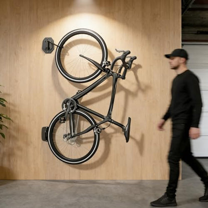 PEGZONE Swivel Bike Wall Mount, Heavy Duty Vertical Bike Rack with Fixed Hooks for Garage Storage, Wall Mounted Bicycle Hangers Holds up to 77 lbs for Indoor, 1 Pack - size: 1 Pack
