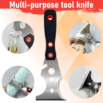 Drywall Hand Tool Kit, 7 Pieces Putty Knife Set with Mud Pan, Taping Knives, Flat Finishing Trowel, Multi-Functional Painter Scraper for Scraping Wallpaper and Drywall - size: Drywall Knife Set, 7pcs