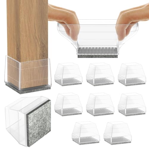Square Chair Leg Protectors for Hardwood Floors, 8 Pcs Silicone Felt Furniture Leg Cover,（Fit: 2.3" -2.75" Clear）. - color: Clear, size: Square XXXL(2.25-2.75")