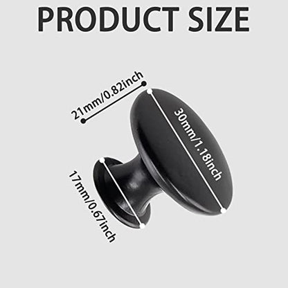 Zorfeter 10 Pcs Flat Black Cabinet Knobs Round Modern Black Drawer Knobs Hardware Pulls Handles for Kitchen Cupboard Dresser, 30mm Diameter - color: Flat Black Cabinet Knobs