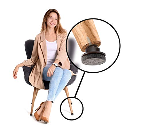GorillaFelt CB259 Swivel Glide Felt Floor Protectors (8 Chair Protectors) Screw On Felt Furniture Sliders for Angled Chair Legs, 1 Inch Round Glides - size: Felt Glide 8 Pack