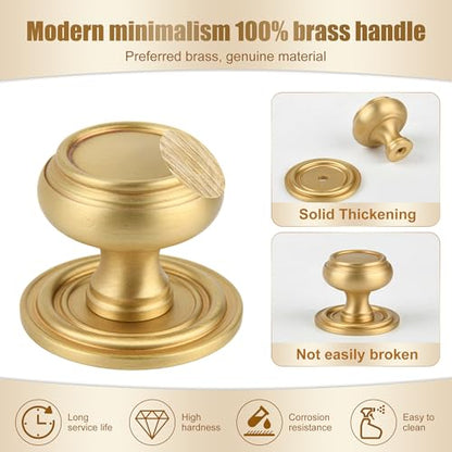 5 Pack Brushed Gold Solid Brass Kitchen Cabinet Knobs, Drawer Pulls, 1.18 Inch 30mm Diameter, Modern Furniture Handles for Cupboard Wardrobe(Antique) - style: Gold
