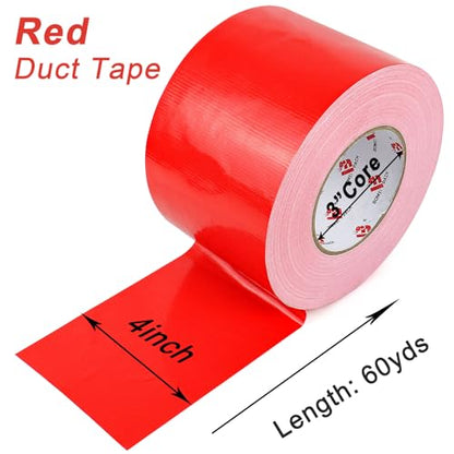 BOMEI PACK 4" Red Duct Tape Wide Roll,4 Inch x 60 Yards,Industrial Grade Duct Tape,Heavy Duty,Waterproof and UV Resistant,Residue Free for Repairing,Home and Craft - color: Red