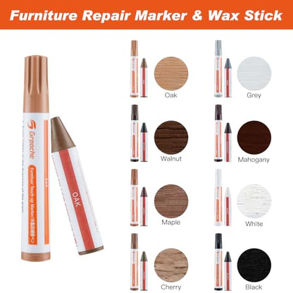 Furniture Markers Touch Up,17 Pcs Wood Markers Furniture Repair Kit, Touch Up Paint and Wood Filler Putty Stick with Sharpener Kit,for Floor Scratch Repair, Stain Pen Remover Hardwood Cabinet - size: 0.43 Ounce (Pack of 17)