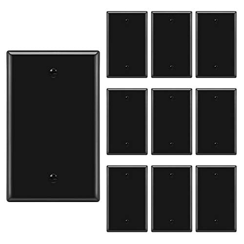 BESTTEN [10 Pack] 1-Gang No Device Blank Wall Plate, Standard Size, H4.53” x W2.76”, Unbreakable Polycarbonate Thermoplastic Outlet Cover, UL Listed, Black - color: Gloss Black, size: 1 Gang 10PK