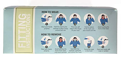 Mr Mask 3-Ply Disposable Face Mask Protective Adult Face Masks Breathable, Blue - Pack of 50