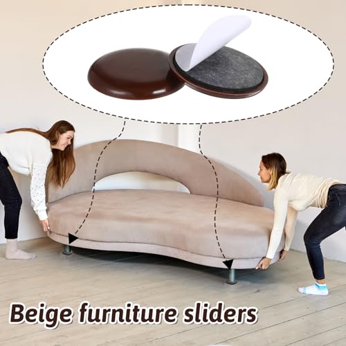 12Pcs Furniture Sliders for Carpeted Floors, 2-inch Stick Furniture Movers Self Adhesive Chair Gliders for Easy Moving on Carpet and Hardwood Floors(Coffee)