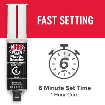 J-B Weld 50139 Plastic Bonder Body Panel Adhesive and Gap Filler Syringe - Black - 25 ml - size: 25 Ml