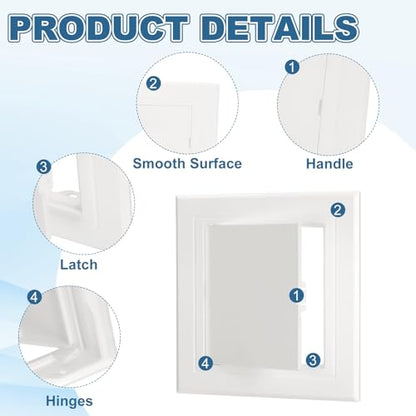 PATIKIL Access Panel for Drywall 5x5 Inch, 2 Set ABS Plastic Wall Hole Cover Access Door with Double-Sided Tape for Wall Ceiling Electrical, White