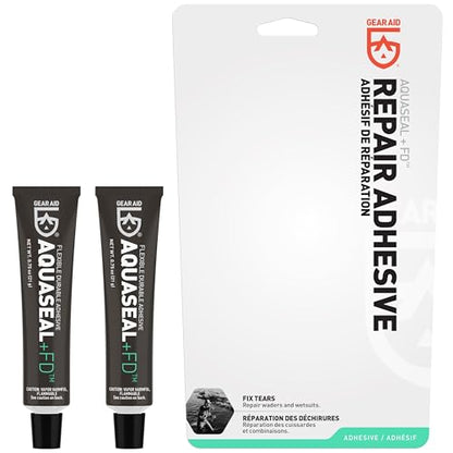 GEAR AID Aquaseal FD Flexible Durable Repair Adhesive for Fixing Tears and Holes in Waders, Wetsuits, PVC Inflatables, Vinyl and Outdoor Gear, Dries Clear, 0.75 oz, 2 Pack - style: .75 oz - 2 Pack