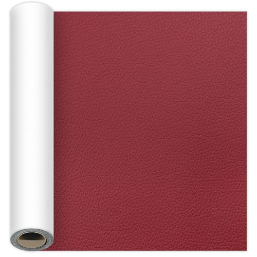 Self-Adhesive Leather Repair Tape Kit, 15.7×47 Inch Wine Red Large Leather Patches for Furniture, Leather Couch Patch Peel and Stick for Sofas, Office Chairs, Car Seats - color: Wine Red