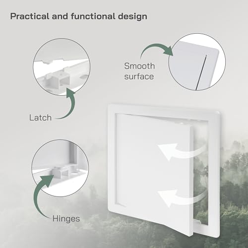 Vent Systems White ABS Plastic Access Panel 10 x 10 Inch (Cut-Out) - Access Door for Drywall, Wall, Ceiling - Electrical, Plumbing Service Wall Hole Cover - Inspection Door - 11 x 11 Inch (Outer) - size: 10 x 10 Inch / 250 x 250 mm