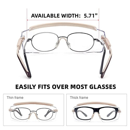 UKNOW Safety Goggles Over Glasses, Anti Fog Safety Glasses with Clear Wraparound Lens, ANSI Z87.1 Protective Eyewear - color: Cream