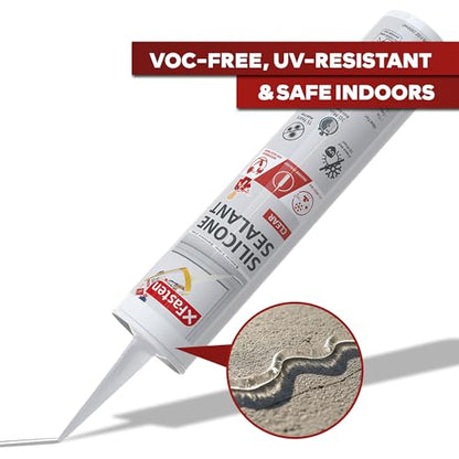 XFasten Clear Silicone Caulk Neutral Cure 10.1 oz – 100% Waterproof Silicone Sealant, Crack and Shrink Resistant, Low Odor, Strong Adhesion Caulking for Kitchen, Bath, Window, Shower, Outdoor Use - size: Single Pack (10.1 oz)