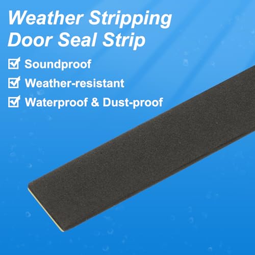 PATIKIL 1 9/16 Inch x 33 Ft Weather Stripping Door Seal Strip, 1mm Thick EVA Self Adhesive Foam Seal Tape for Door Window Insulation, Black - size: 1 9/16 Inch x 33 Ft