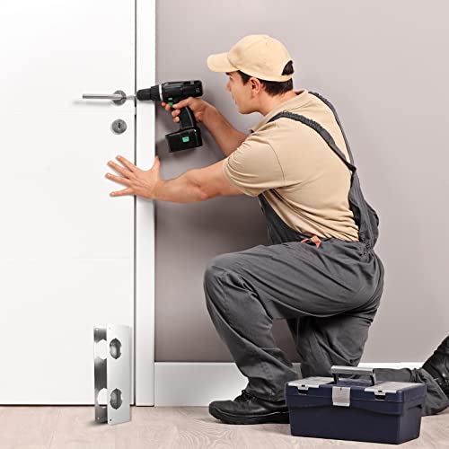 Leinuosen Door Reinforcement Plate for 1-3/4" Thick Doors, Stainless Steel Reinforce and Repair Doors Silver Latch Deadbolt Cover Jamb Plate, 2 Hole, Add Extra Security to Your Home(4 Pack)